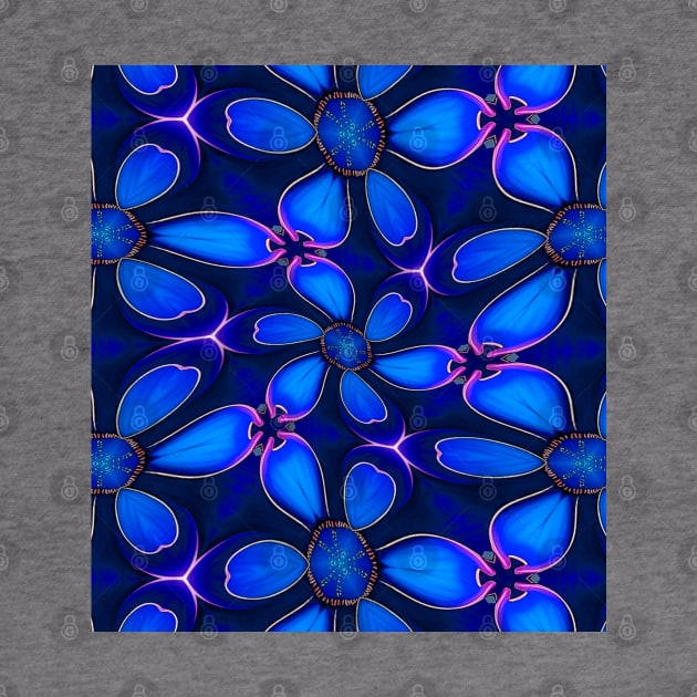 Deep Blue Flower Pattern by PatternFlower